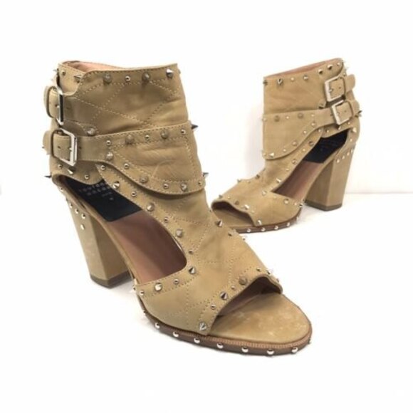 Laurence Dacade Womens Suede Studded Accent Boots Size 42 Tan Made In Italy - Picture 1 of 7